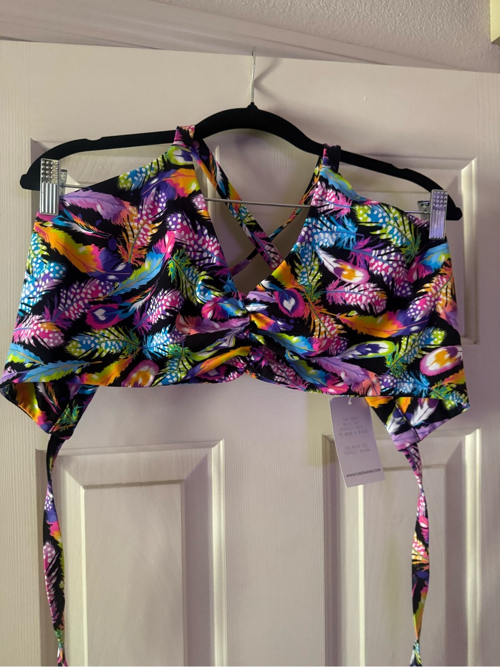 Fused Hawaii Vibrant Multicolor Feather Print Kohanaiki XXXL swim Top